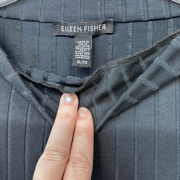 EILEEN FISHER washable stretch rib funnel neck dress in Grey/Black XL - Picture 5 of 6